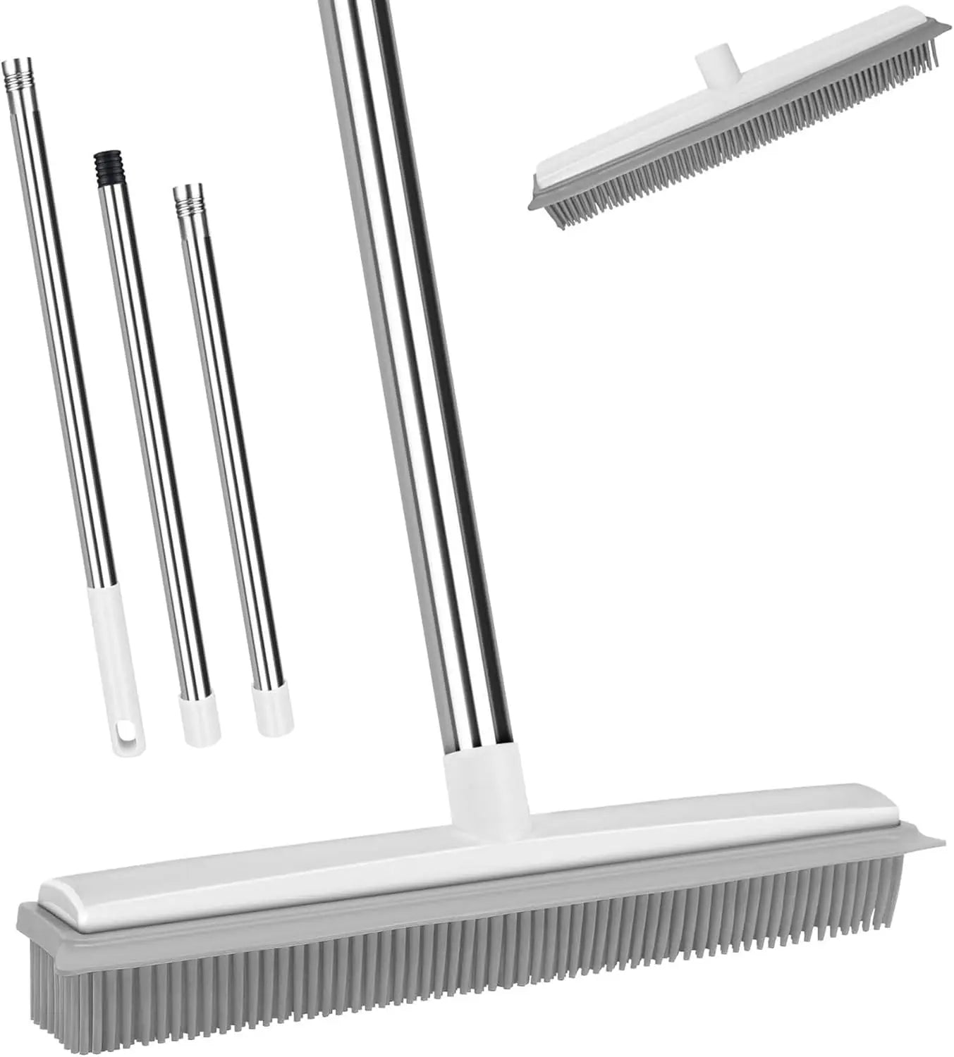 Pet Hair Removal Rubber Broom Adjustable Handle,Dual-Sided for Pet Grooming and Lint Removal for Couch and Clothes