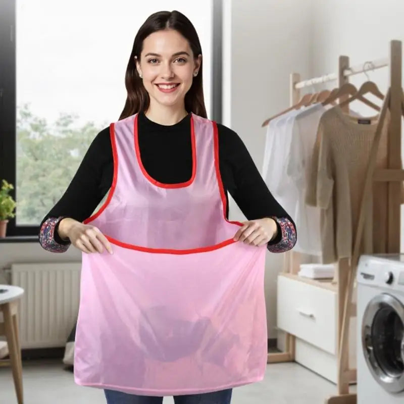 Y5JA Large Capacity Laundry Apron with Ergonomic Shoulder Straps Oxfords Fabric Pocket for Clothes Drying Organizers